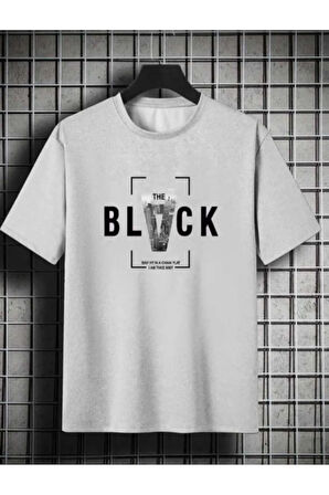 malkoçbey black baskılı oversize unisex basic o yaka t-şhirt