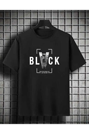 malkoçbey black baskılı oversize unisex basic o yaka t-şhirt