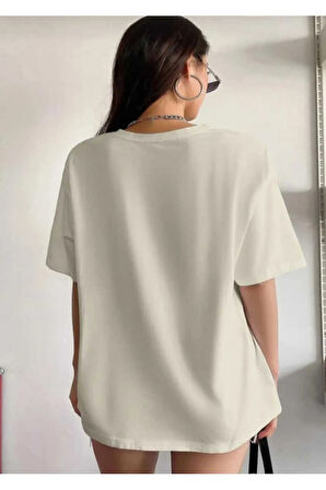 gazete baskılı oversize unisex o yaka basic t-şhirt