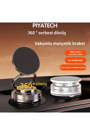 Çok Amaçlı 360° Dönebilen Mıknatıslı Araç İçi ve Masaüstü Vantuzlu Telefon Tutucu