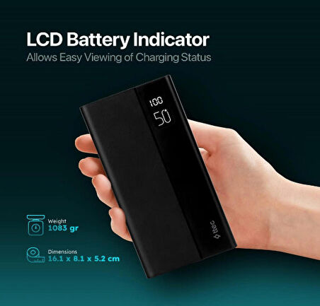 ttec ReCharger Mega LCD 50.000 mAh PD 20W Taşınabilir Hızlı Şarj Aleti, Powerbank