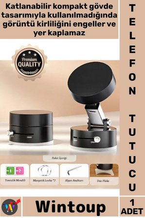 #TelefonTutucu Araç İçi 360 Derece Torpido Cam Uyumlu Vakumlu Mıknatıslı Katlanabilir Telefon Tutucu