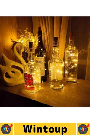 #Led Gün Işığı Dekoratif Pilli Şişe Süsleme Işığı Esnek Zarif Mantar Tıpa Şeklinde Peri Led 50 Adet