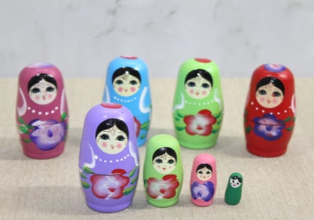 #Matruşka Geleneksel El Boyaması Dekoratif Doğal Estetik Hediyelik Figür 4'lü Ahşap Matruşka Seti