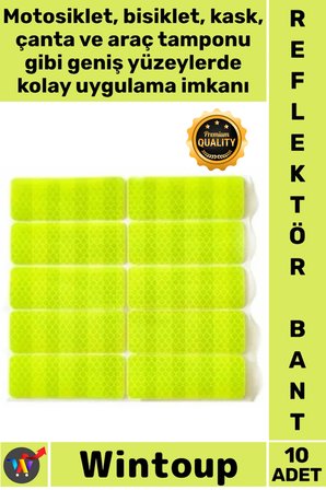 #Reflektör Motosiklet Bisiklet Kask Uyarı Güvenlik Altıgen Petek Dokulu 10 Adet Reflektör Sticker Seti