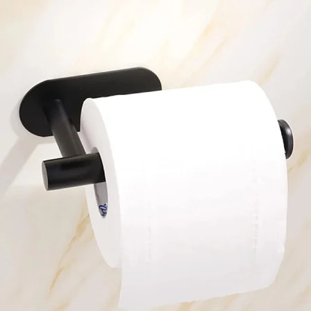 #TuvaletKağıtlığı Banyo Modern Şık Rulo Tutucu Mat Siyah Kendinden Yapışkanlı Tuvalelet Kağıtlığı
