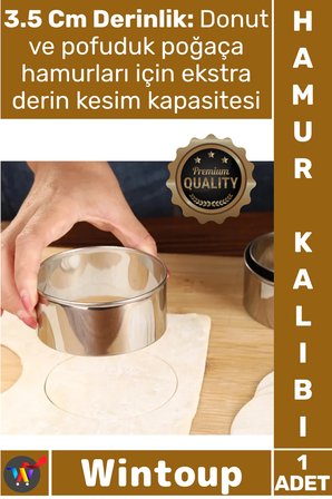 #HamurKalıbı Paslanmaz Çelik 7.5 Cm Kesicisi Profesyonel Yuvarlak Mantı Şeker Hamuru Kesme Kalıbı