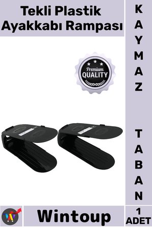 #Organizer Ayakkabı Düzenleme Dolap İçi Alan Tasarrufu Veren Plastik Tekli Ayakkabı Rampası Siyah