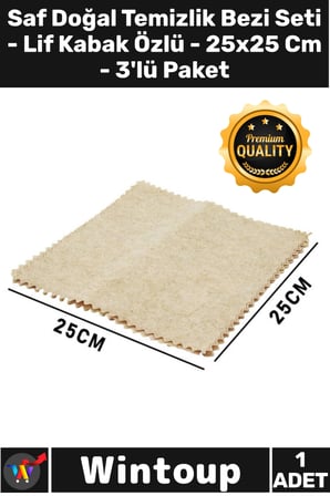 #Bez Mutfak  Hassas Dokulu Saf Doğal Lif Kabak Özlü 25X25 Cm Temizlik Bezi Seti 3'Lü Paket