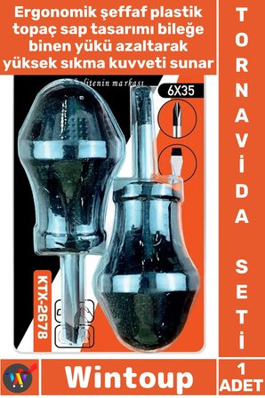#Tornavida Premium 6 X 35 Mm Ergonomik Dar Alan Takımı Blister 2'li Topaç Yıldız Düz Tornavida Seti
