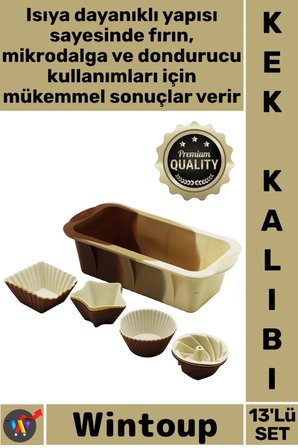 #Kalıp Isıya Dayanıklı Yapışmaz Mutfak Pasta Sunum Fırın Silikon Muffin Baton Kek Kalıbı Seti 13'lü