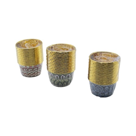 #Muffin Şık Kaliteli Dayanıklı Kalın Pişirme Sunum Kabı Kağıt Gold Folyolu 20'li Muffin Kek Kapsülü