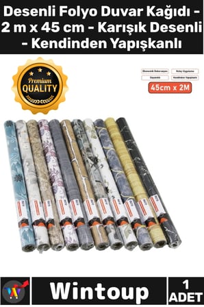 #Folyo Dekoratif Desenli Folyo Ev Ofis Duvar Kağıdı Şık Desenli Kendinden Yapışkanlı 2 Metre x 45 Cm