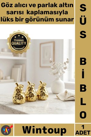 #Biblo Dekoratif Modern Lüks Gold Obje Armut Tasarımlı Ev Ofis Süsü Parlak Altın Küçük Seramik Biblo