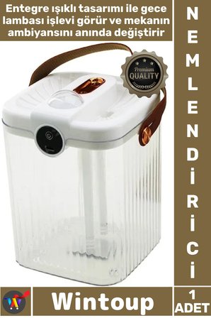 #Nemlendirici Sessiz Geniş Buhar Makinesi USB Şarjlı Işıklı Koku Giderici 2 Litre Hava Nemlendirici