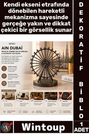 #Biblo Ofis Dekoratif Tasarım Krom Bakır Büyük Boy Şık Ain Dubai Figürü Metalik Dönme Dolap Biblosu