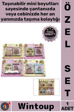 #NotDefteri Sevimli Kalite Kırtasiye Sulu Dekoratif Kapak 12 Sayfa Sticker 2'li Mini Not Defteri Set