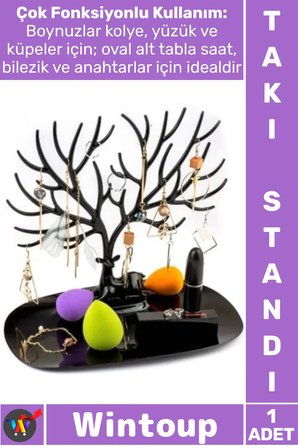 #TakıStandı Organizer Kolye Küpe Yüzük Saat Tutucu Masaüstü Düzenleyici Geyik Tasarımlı Takı Standı