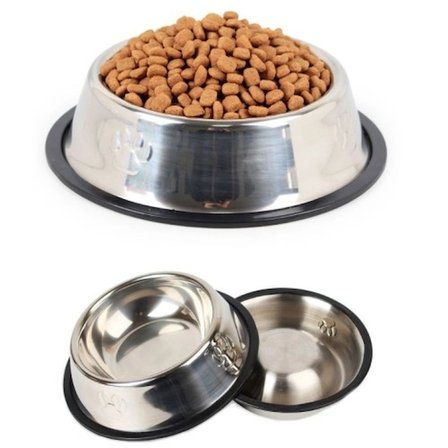#MamaKabı Kaymaz Kauçuk Tabanlı Dayanıklı Hijyenik Kedi Köpek Paslanmaz Çelik Metal Mama Kabı 22 Cm