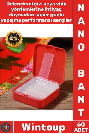 #Bant Şeffaf Nano PU Jel Süper Güçlü Yıkanabilir Pratik Sabitleyici Çift Taraflı Bant Seti 60 Parça