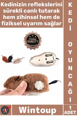 #KediOyuncağı Hareketli İnteraktif Refleks Zihinsel Uyarı Kurmalı Fare Şık Kedi Eğitim Oyuncağı