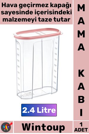 #MamaKabı Hava Geçirmez Kapaklı Taze Tutan Plastik Mutfak Saklama Kabı Mama Kabı 2.4 Litre