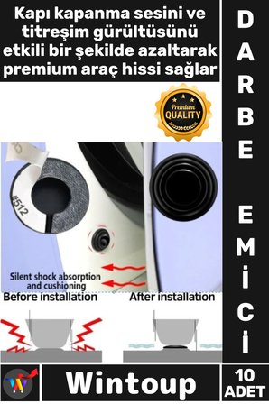 #DarbeEmici Silikon Ses Kesici Koruyucu Oto Kapı Bagaj Tampon Araba Kapısı Darbe Emici Pad Set 10'lu