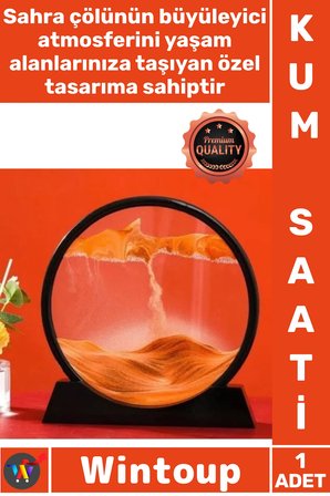 #KumSaati Dekoratif Masaüstü Cam Sahra Çölü Temalı Estetik Dinamik Şık Sanat Sulu Kum Saati Orta Boy