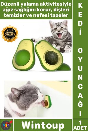 #Keditopu Saf Kedi Otu Katkılı Yapışkanlı Mide Rahatlatıcı Formül Avokado Tasarımlı Kedi Yalama Topu