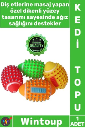 #KediTopu Dikenli Diş Kaşıma Temizleme Dayanıklı Isırma Dirençli Renkli Kedi Köpek Isırma Topu Sesli
