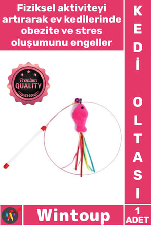 #KediOltası İnteraktif Eğlenceli Dayanıklı Avcılık İçgüdüsel Egzersiz Balıklı Kedi Oyun Oltası 90 Cm