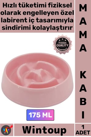 #MamaKabı Hızlı Yeme Önleyen Pet Kedi Köpek Sağlık Dostu Kalite Plastik Yavaş Mama Yeme Kabı 175 Ml