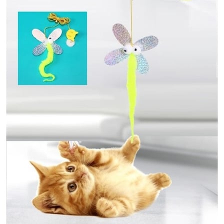 #KediOltası İnteraktif Çanlı Hareketli Esnek Kelebek Model Kendinden Yapışkanlı Şık Kedi Oyun Oltası