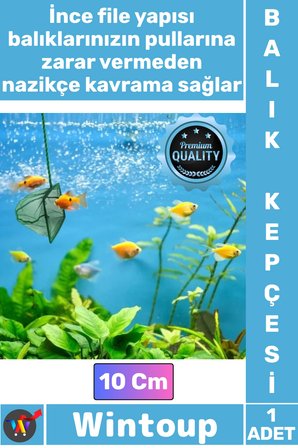 #AkvaryumKepçesi Profesyonel Sağlam Dayanıklı İnce Fileli Akvarist Akvaryum Balık Kepçesi 10 Cm