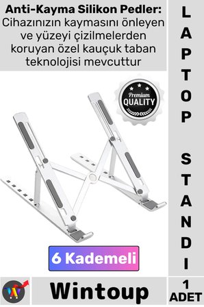 #Stand 6 Kademeli Ergonomik Katlanabilir Taşınabilir Masaüstü Alüminyum Ayarlanabilir Laptop Standı