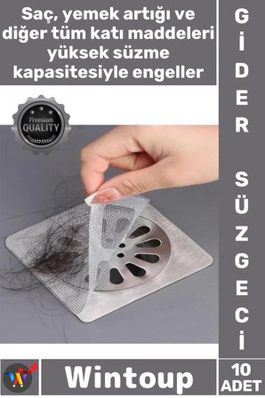 #GiderSüzgeci Yapışkanlı Tül Mutfak Banyo Saç Tutucu Pratik Filtre Lavabo Gider Süzgeci 10 Adet