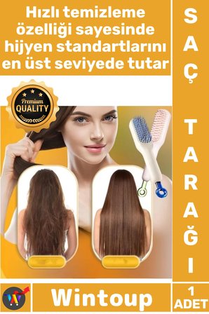 #Tarak Anti Statik Masaj Etkili Profesyonel Hızlı Ergonomik Şık Bakım Kendini Temizleyen Saç Tarağı