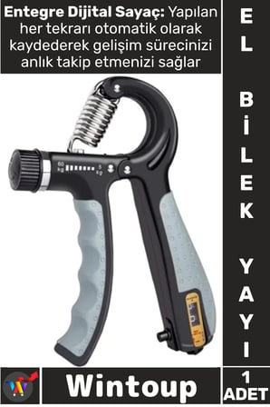 #BilekYayı Ayarlanabilir Dirençli Ergonomik Spor El Egzersiz Sayaçlı Bilek Güçlendirme Yayı 5-60 Kg