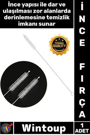 #Fırça Paslanmaz Çelik Esnek İnce Naylon Kıl Uzun Hijyenik Dar Tüp Bardak Pipet Temizleme Fırçası