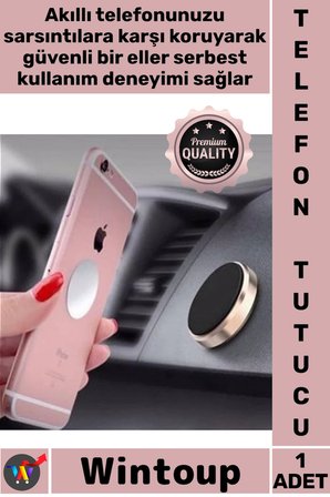 #TelefonTutucu Güçlü Mıknatıs 360 Derece Döner Metal Kompakt Gövde Şık Manyetik Araç Telefon Tutucu