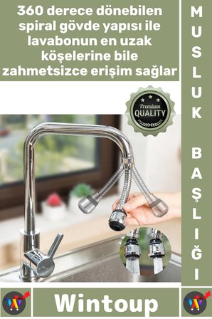 #Musluk Mutfak Lavabo 360 Dönebilen Uzatıcı Hortumlu Esnek Su Tasarruflu Şık 2 Modlu Musluk Başlığı