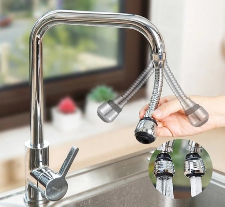 #Musluk Mutfak Lavabo 360 Dönebilen Uzatıcı Hortumlu Esnek Su Tasarruflu Şık 2 Modlu Musluk Başlığı