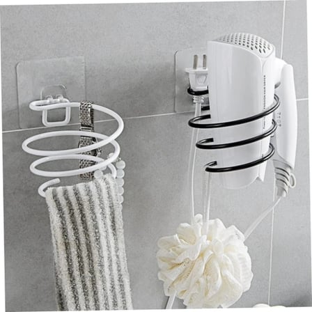 #Askı Yapışkanlı Duvar Tipi Siyah Metal Banyo Askı Organizeri Standı Şık Saç Kurutma Makinesi Tutucu