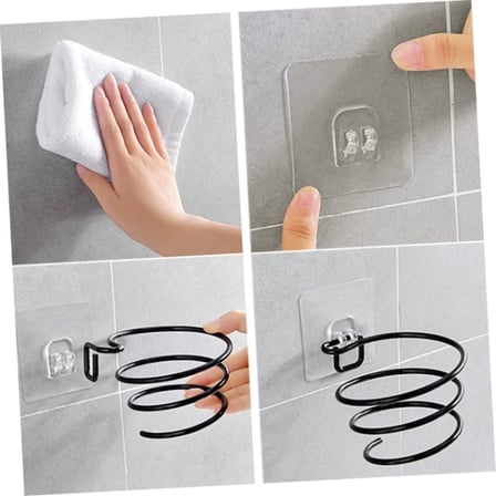 #Askı Yapışkanlı Duvar Tipi Siyah Metal Banyo Askı Organizeri Standı Şık Saç Kurutma Makinesi Tutucu