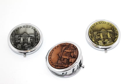 #Ayna Hediyelik Turistik Dekoratif Retro Şık Tarihi Kültürel Metal Ayasofya Kabartmalı El Aynası