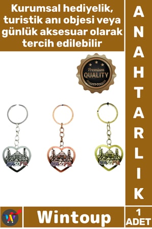 #Anahtarlık Hediyelik Estetik Zarif Kaliteli Hatıra Tarihi Metal Kalp Tasarımlı Ayasofya Anahtarlık