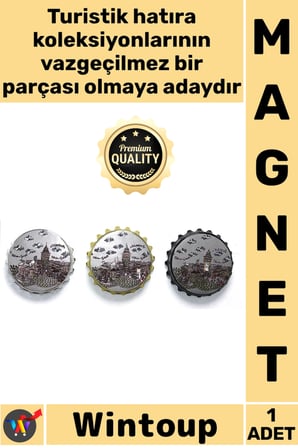 #Magnet Gazoz Kapağı Tasarımlı Nostaljik Metal Buzdolabı Hediyelik Dekoratif İstanbul Temalı Magnet
