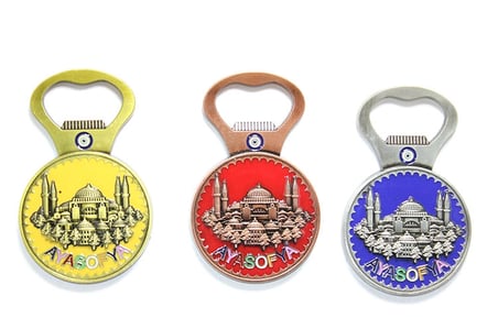 #Açacak Hediyelik İstanbul Hatırası Şık Metal Mutfak Yöresel Ayasofya Yuvarlak Tasarım Magnet Açacak
