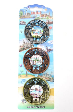 #Magnet Özel Dekoratif Turistik Mıknatıslı Buzdolabı Aksesuarı İstanbul Temalı Metal Magnet 3'lü Set