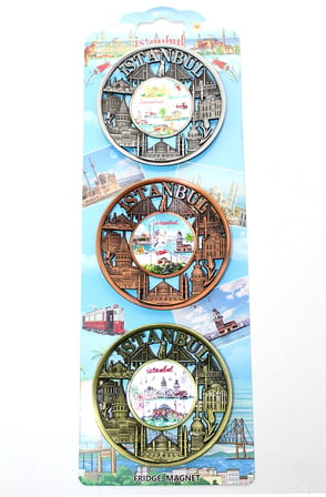 #Magnet Şık Dekoratif Hediyelik Hatıra Turistik Buzdolabı Süsü İstanbul Temalı Metal Magnet 3'lü Set
